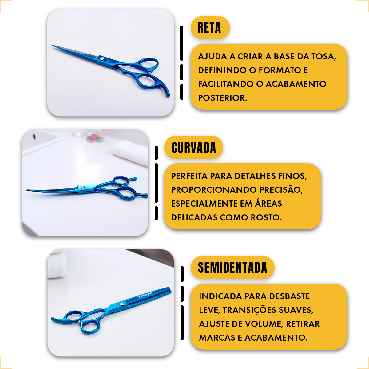 Kit 3 Tesouras Banho Tosa 7 Polegadas (4 Peças) - ANIMAUX - AZUL — foto 6