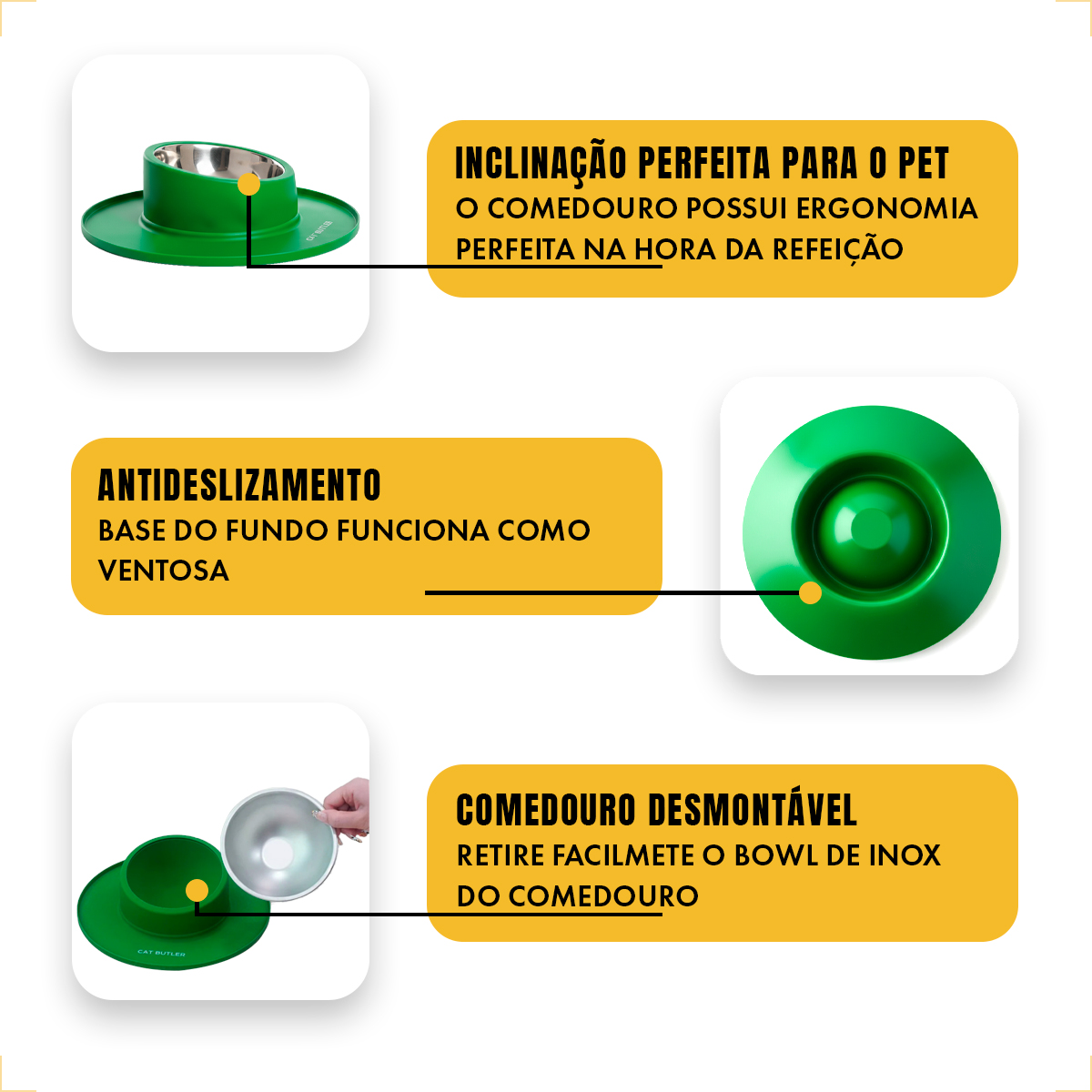 Comedouro bebedouro silicone inox antiderrapante - Verde — foto 5