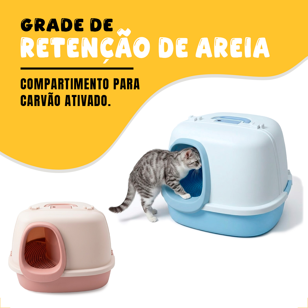 Banheiro Sanitário Túnel Caixa de Areia Fechada  - AZUL — foto 2