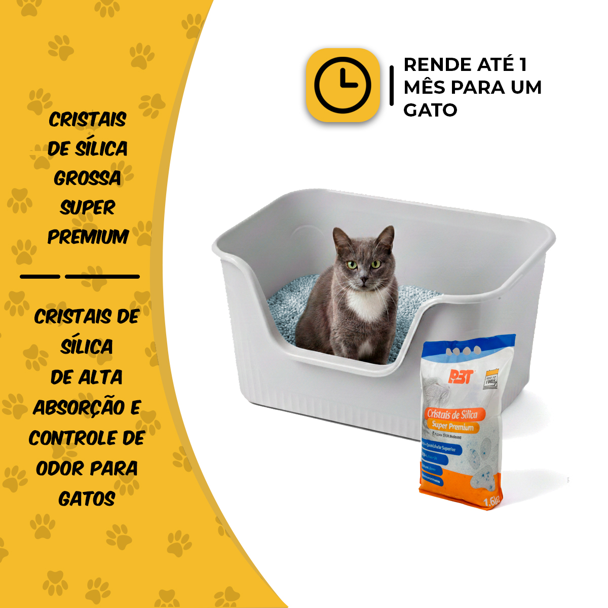 Areia Sanitária de Gato Cristais Sílica GROSSA 1,6kg P3T — foto 3