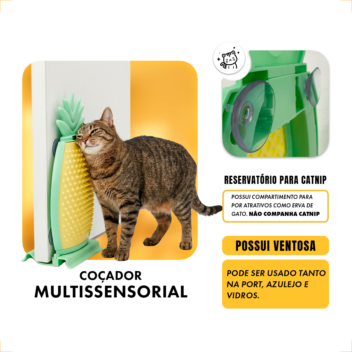 Brinquedo Massageador coçadinha Abacaxi Gatos FOFOS — foto 4