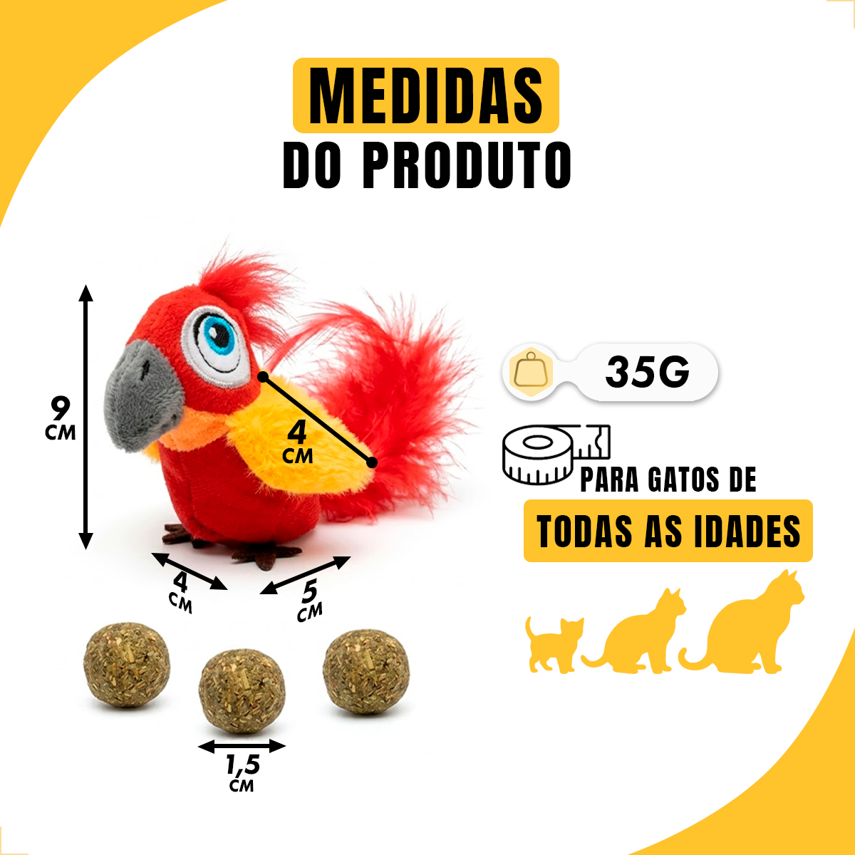 Brinquedo Interativo Som Bolinhas Catnip Aves/Passáros Gatos FOFOS - Tucano — foto 4