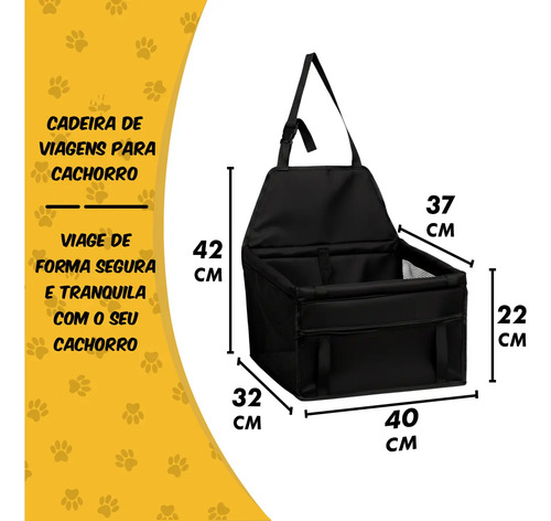 Cadeirinha Assento Pets Até 10kg Carro Transporte Cães Gatos - Preto — foto 8