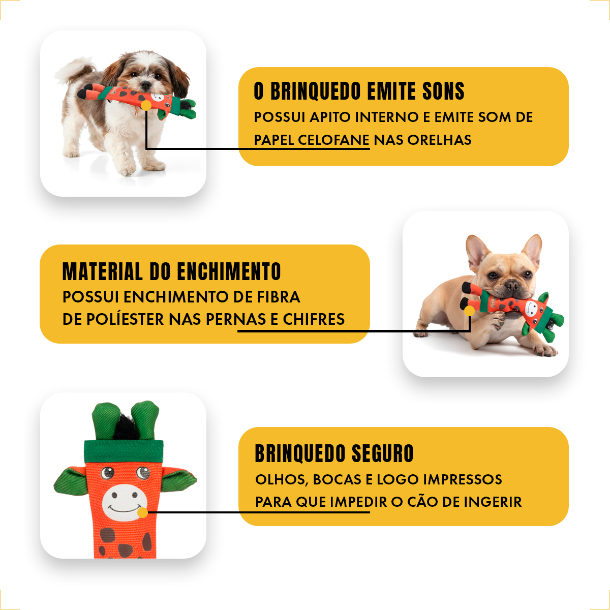 Brinquedo De Lona Extra Resistente Mordedor Para Cães AFP - GIRAFA — foto 4