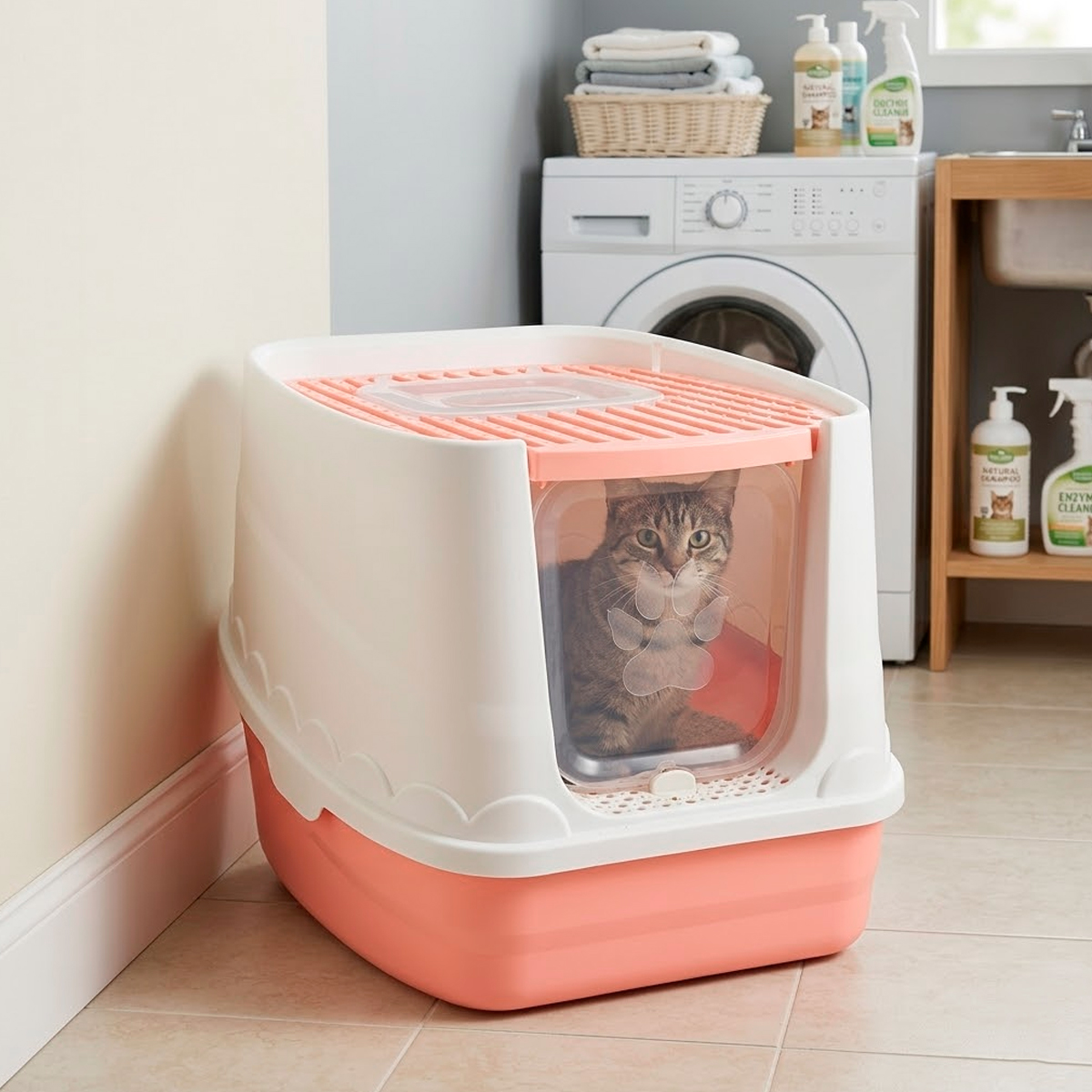 Banheiro Fechado Patinha Para Gatos - Rosa — foto 6