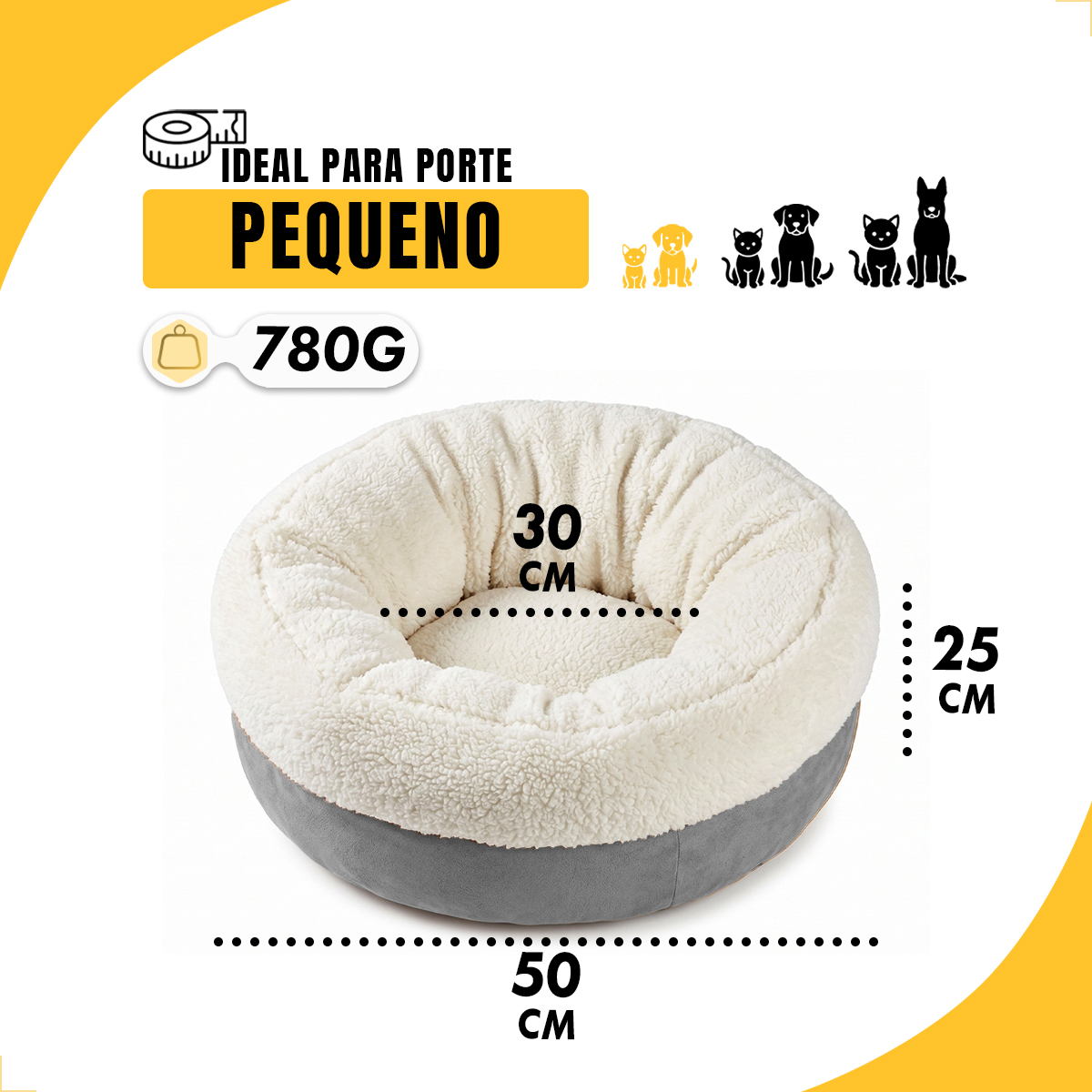 Cama Pet Luxo Donut - 50 cm Comp. x 25 cm  Alt. - CINZA — foto 3