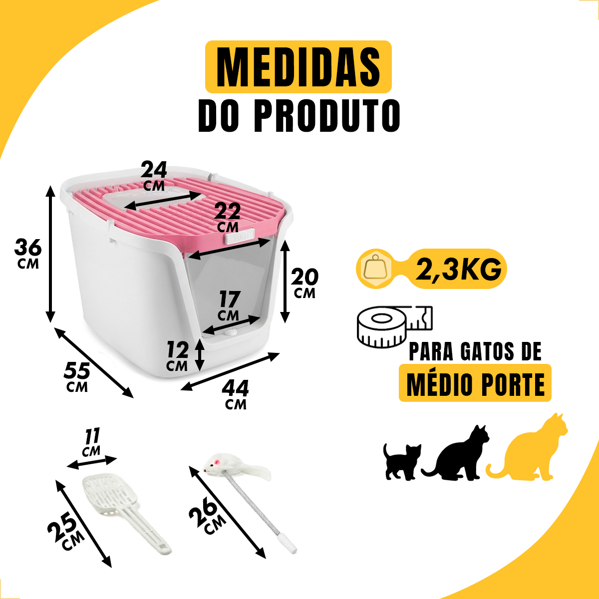 Banheiro Fechado Gatos Caixa GG 44C X 53L - Rosa — foto 3