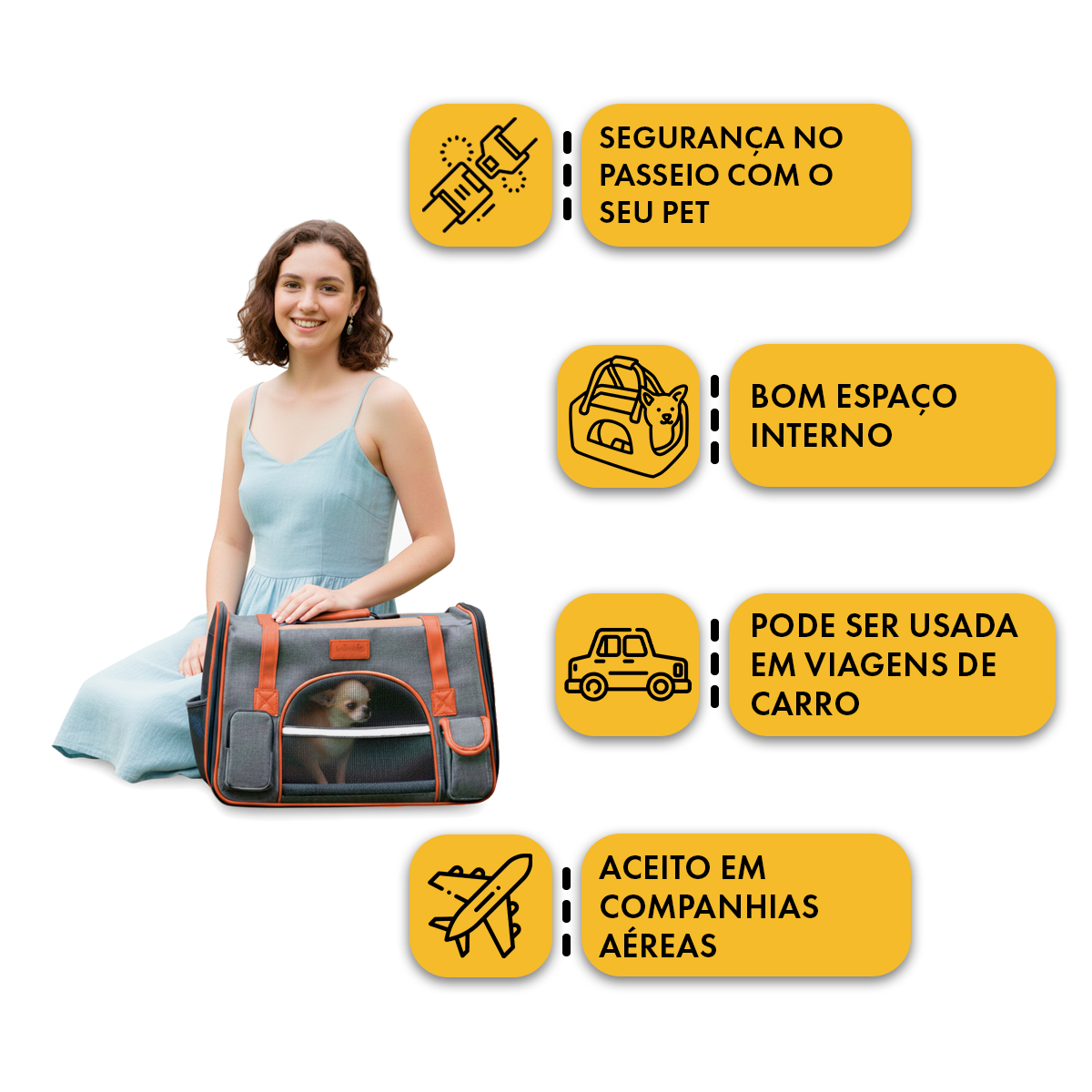 Bolsa Transporte Luxo Pet Viagem Passeio Aéreo Cães Gatos 8kg - Cinza Claro — foto 6