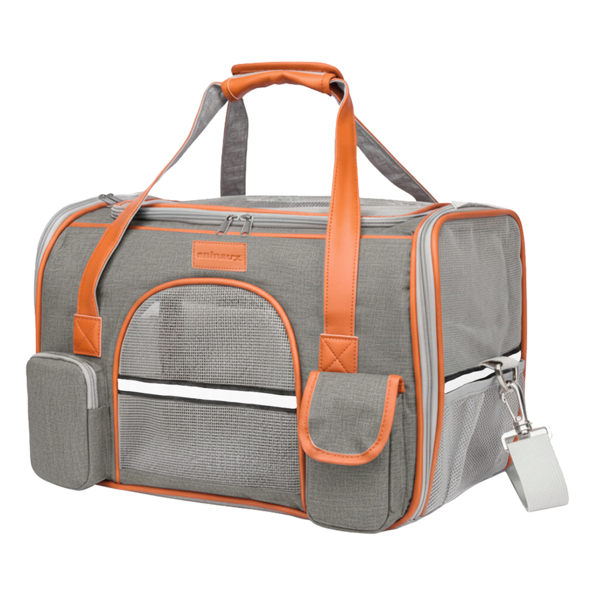 Bolsa Transporte Luxo Pet Viagem Passeio Aéreo Cães Gatos 8kg - Cinza Claro