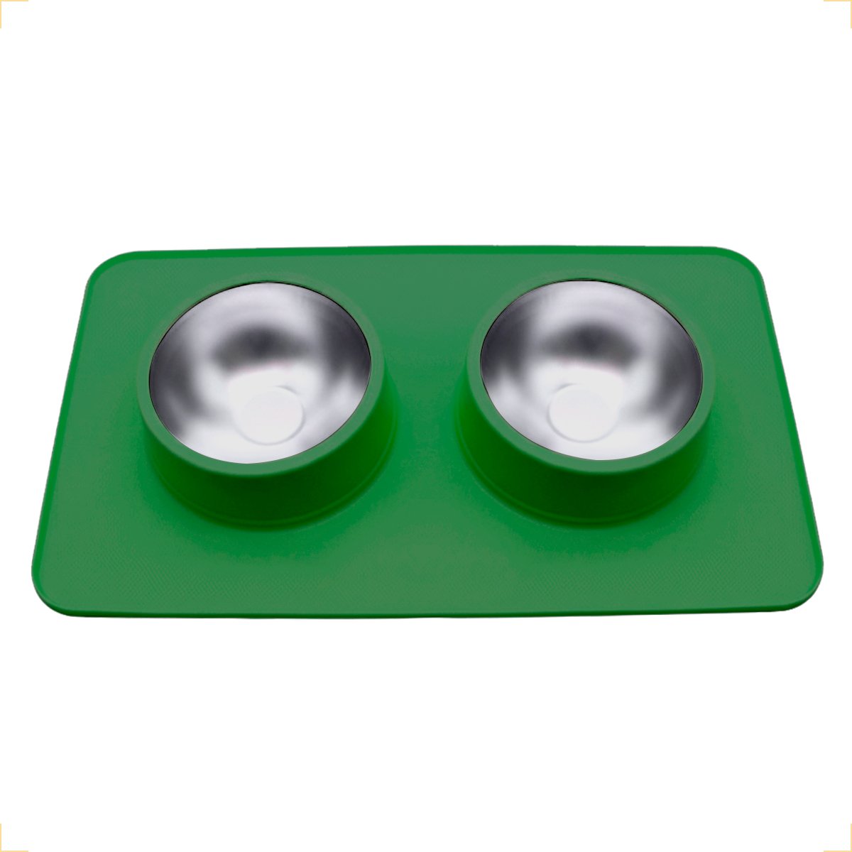Comedouro bebedouro duplo silicone inox antiderrapante - Verde