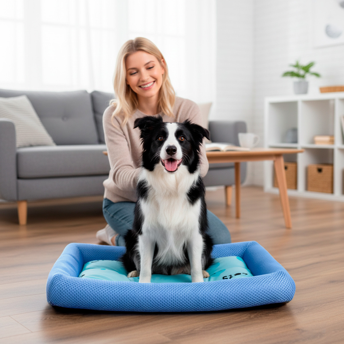 Colchonete refrescante Cães Gatos G  80x60 cm até 25 kg - Azul — foto 7