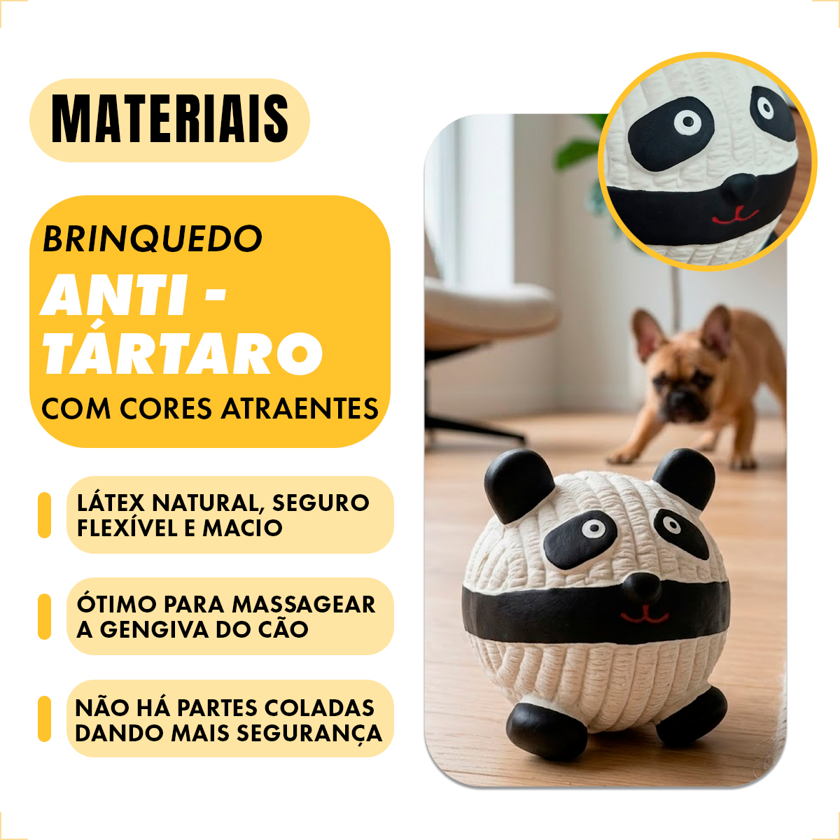 Brinquedo Látex Bola Animais Pet Cães FOFOS - Panda — foto 6