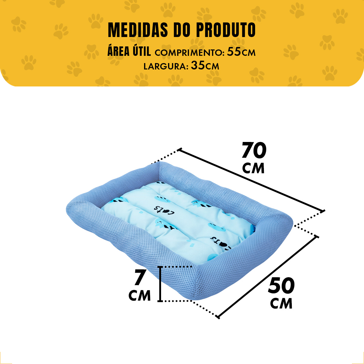 Colchonete refrescante Cães Gatos M 70x50 cm até 15 kg - Azul — foto 3