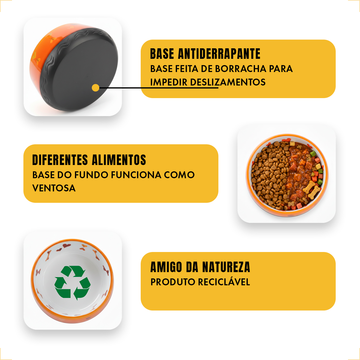 Tigela de Alimentação Comedouro Pet  Acrílico - M 550ml - LARANJA — foto 4