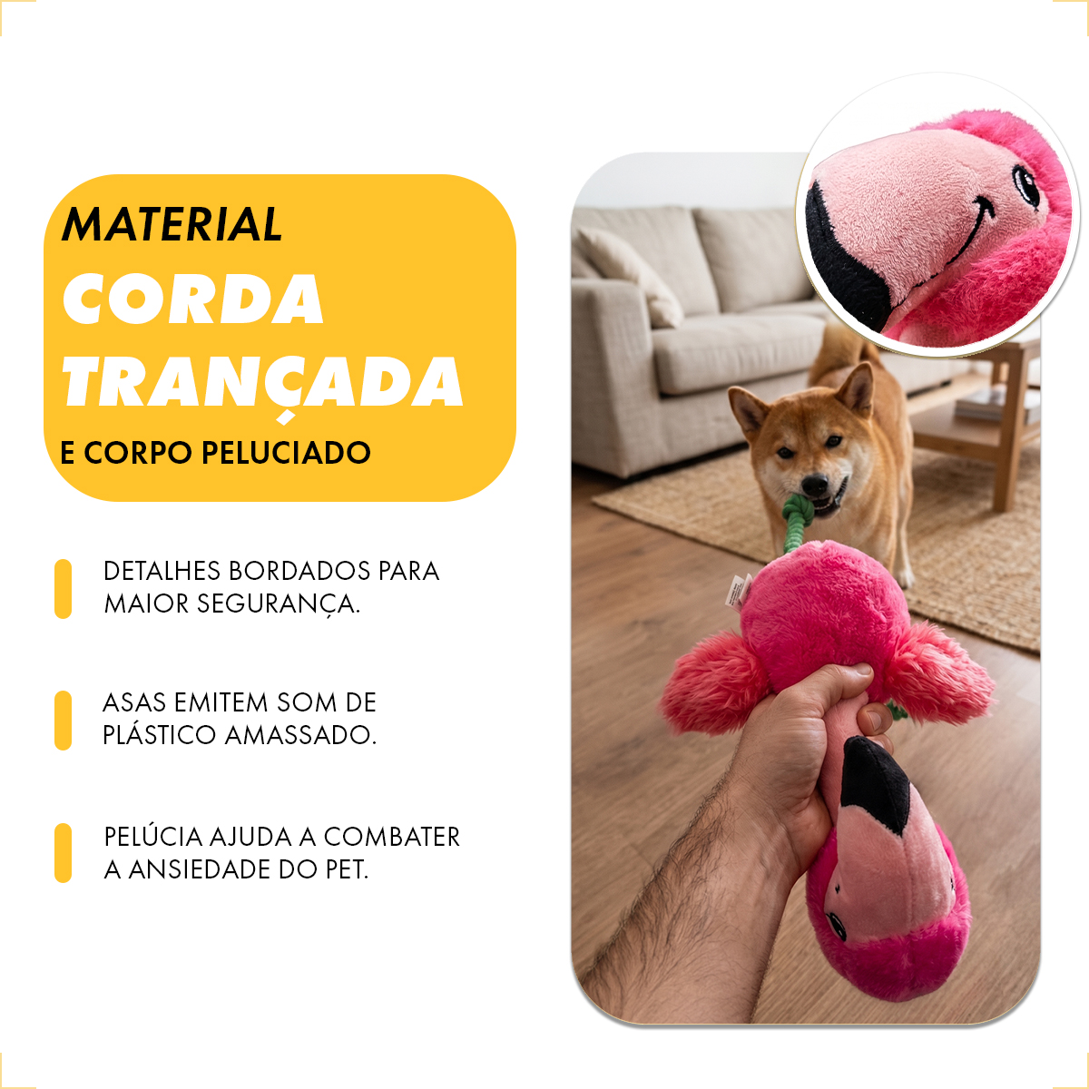Brinquedo Pet Pelúcia Corda AFP - FLAMINGO — foto 5