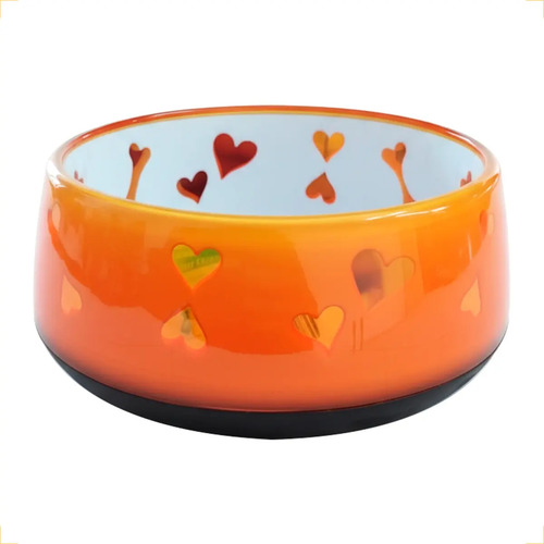 Comedouro Cachorro Pet Luxo  Antiderrapante AFP G 970ml - Laranja Cinza