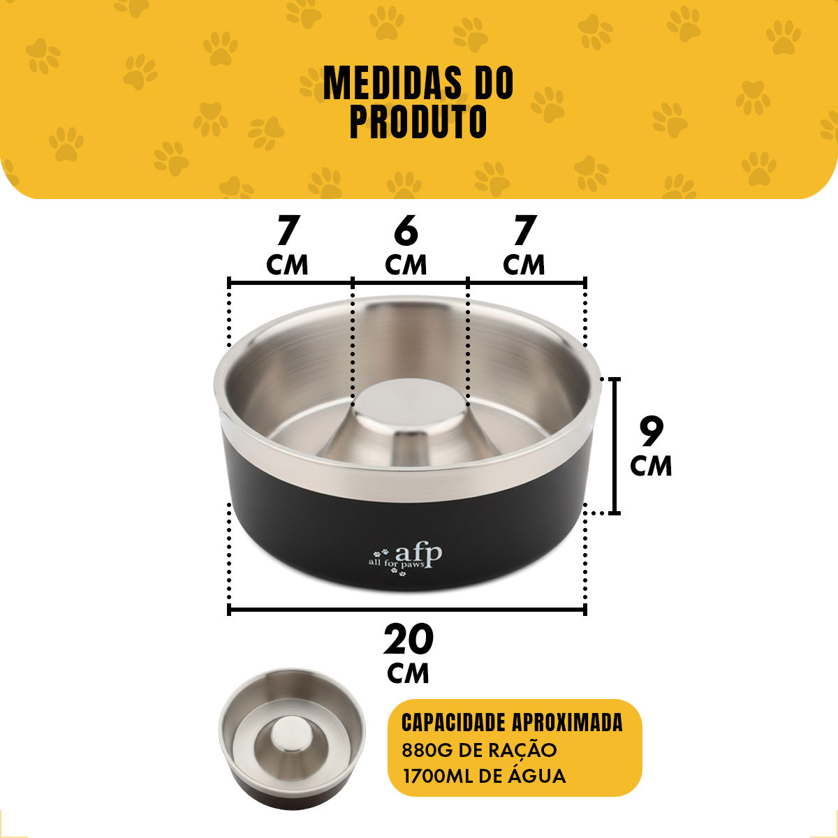 Tigela Alimentação Lenta Inox - G — foto 3
