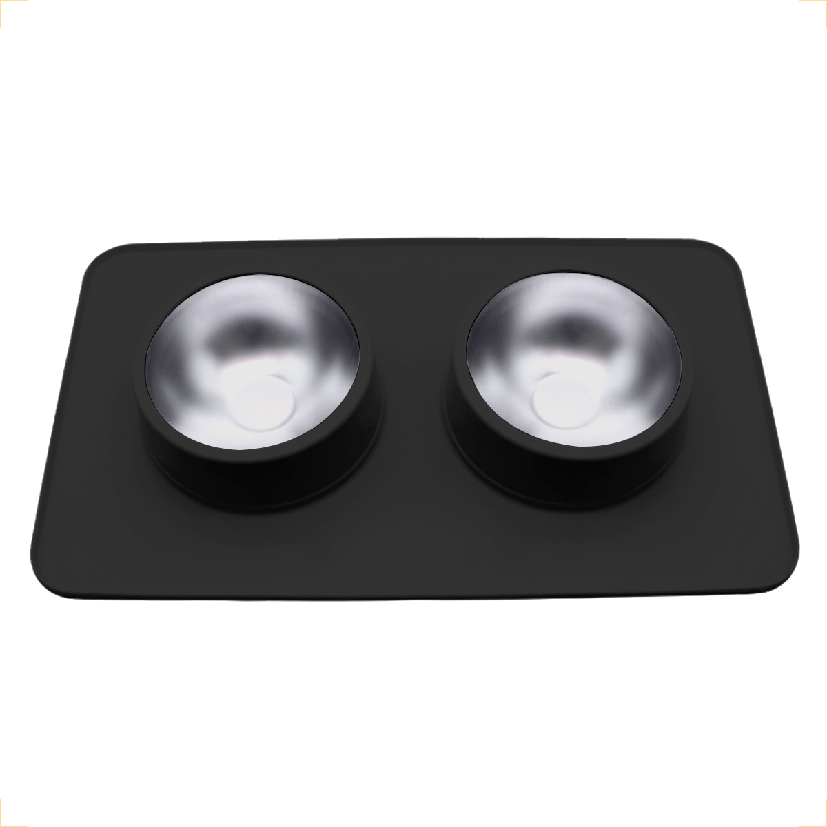 Comedouro bebedouro duplo silicone inox antiderrapante - Preto