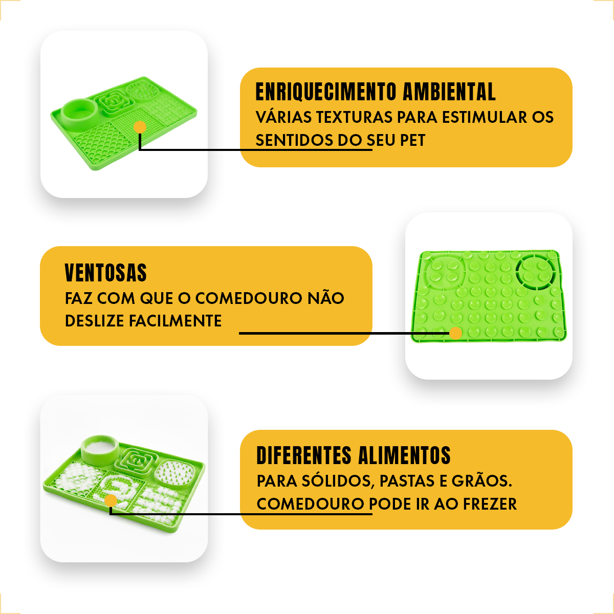 Tapete De Alimentação Lenta Cães E Gatos Com Ventosa Animaux - Verde — foto 5