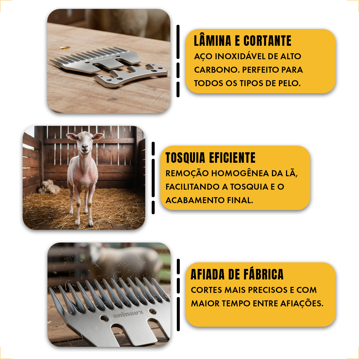Lâmina Cortador para Máquina Tosquiadeira Ovelha 13 dentes — foto 3