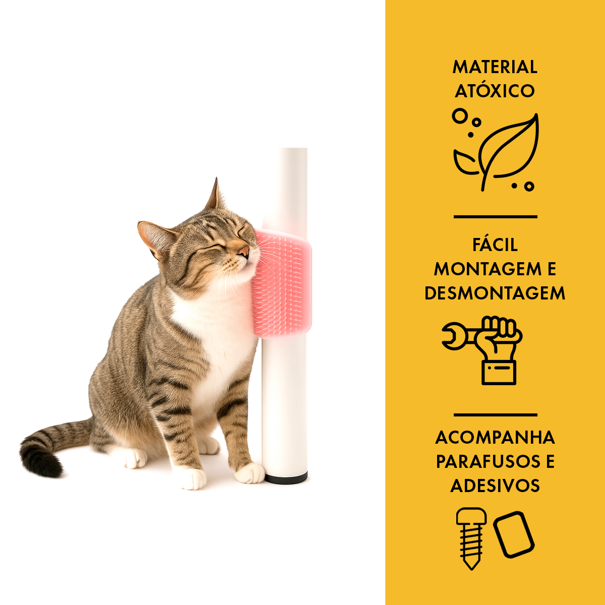 Escova Coçadinha Masssageador Para Gatos - Rosa — foto 5